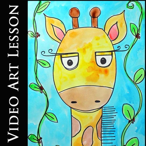 Preview of GIRAFFE Video Art Lesson | Step-By-Step Drawing & Watercolor Painting Project
