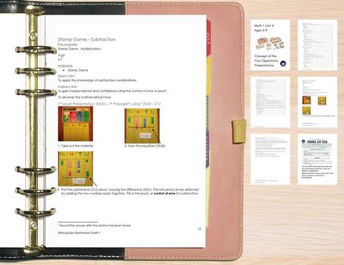 Montessori Math Stamp game Manual Operations Full Instructions Math 1 ...