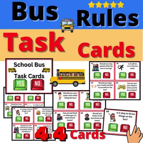 Bus Rules Task Cards Activity Resources Safety Behavior by DadsDesigns
