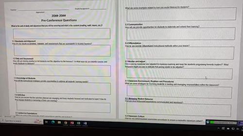 Editable T TESS Pre Conference Form by Teach and Lead TpT