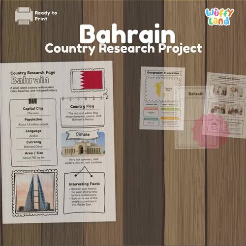 Bahrain Country Study Mini Bundle | Geography Flashcards Posters Research