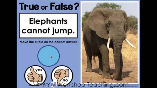 Google Slides™ Science True False Nonfiction Animal Facts Elephants