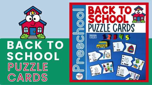Preschool Math Game Ideas - BACK TO SCHOOL PUZZLE CARDS by Preschool SOS