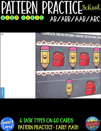 Math Pattern Practice digital cards AB AAB ABB ABC | School | TPT
