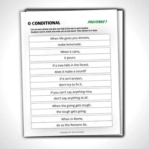 Zero Conditional Lesson Plan: Anchor Chart, Worksheets, and Activities Pack