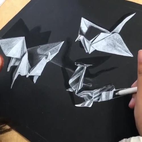 Colored Pencil Origami Drawing Lesson Middle School Art High School Art ...