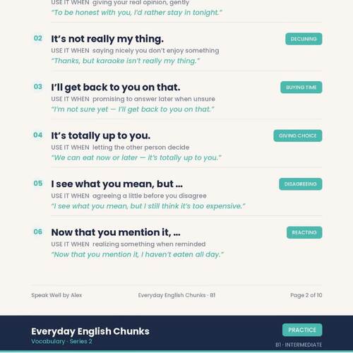 Everyday English Chunks: ESL Speaking & Conversation Phrases (B1, No Prep)