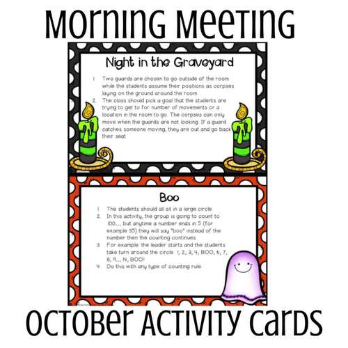 Morning Meeting Activities Cards October *Halloween Edition* TpT