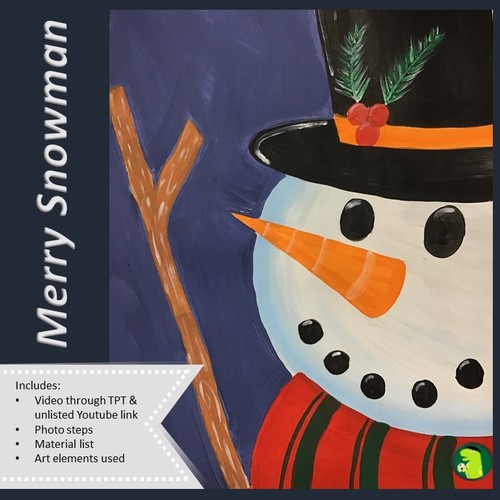 Winter Christmas Holiday Party Merry Snowman With Acrylic Painting Video