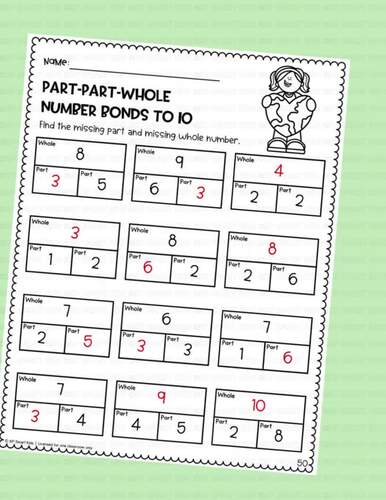 K-1st Grade Number Bonds to 10 Earth Day Missing Part Whole ...