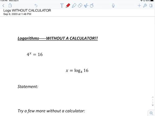 Preview of Logarithms Without Calculator GUIDED VIDEO NOTES with PDF -Covid Series-