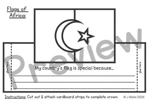 Flags of Africa Crown & Headband Craft Templates | Africa Coloring Sheets