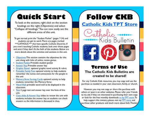 Genesis 12-50 Patriarchs Unit: Worksheets, Guided Notes, Test, Lessons ...