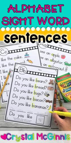Alphabet Simple Sentences with Sight Words (Read, Highlight, Write, Draw)