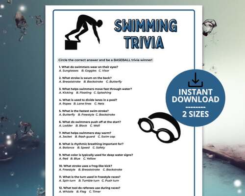 Swimming Trivia Printable Game, Kids Sports Quiz Worksheet, Classroom ...