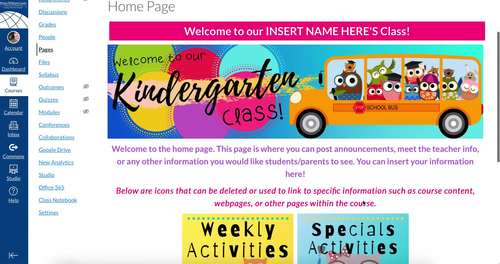 Canvas/Schoology/Online Course Template OwlTheme TpT