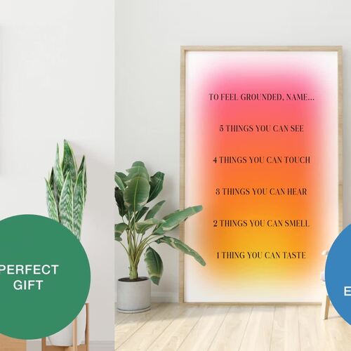 5-4-3-2-1 Grounding Technique Poster | Printable for Stress Relief & Focus