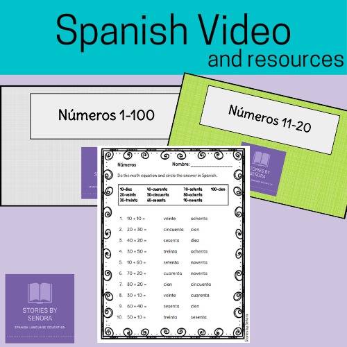 Preview of Spanish Videos & Worksheets--Numbers 1-100