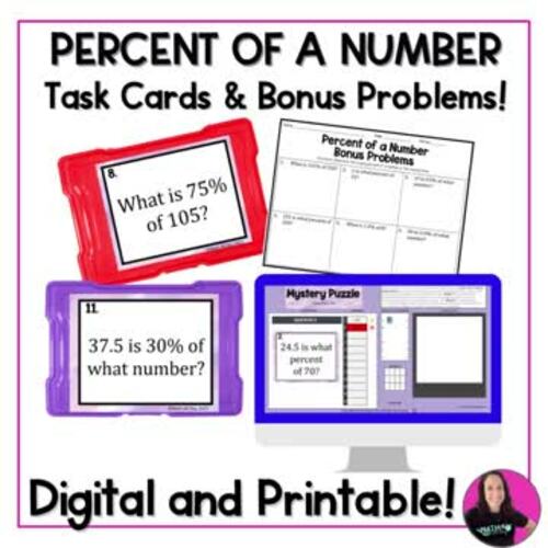 Percent of a Number Task Cards Digital and Printable Activity by Math ...