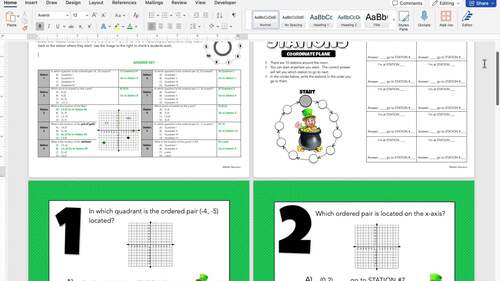 5th/6th/7th Grade Math St Patricks Day Activity Coordinate Plane No ...