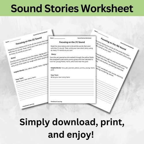 Writing Alphabet Beginning Sound Stories Worksheet by ThinkSmart Learning