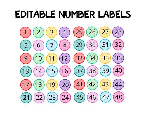 Printable Small Number Labels, Circle Number Spots, Numbers for Math Activities
