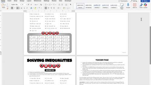 8th Grade Math SOL Review Test Prep Solving Multistep Inequalities ...