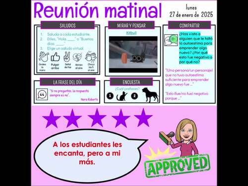Reunión matinal 18 a 36 (Morning meetings) 2nd Semester Save Time by ...