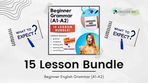 Beginner ESL/ELL Grammar Lesson Bundle for All Ages (15 lessons) by ...