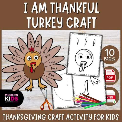 I Am Thankful Turkey Craft - Thanksgiving Activities | TPT