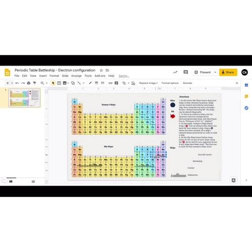Periodic Table Battleship Game Electron Configuration