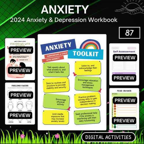 Anxiety & Depression Workbook by GLD Worksheet Kids | TPT