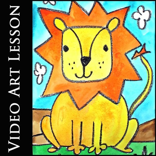 Preview of SAFARI LION Video Art Lesson | EASY Directed Drawing & Painting Project