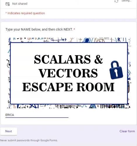 Scalars and Vectors Escape Room by Abaco Education Zone | TPT