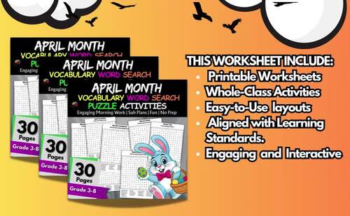 April Month Word Search Puzzle Morning Work Activities 4th,5th,6th,7th ...