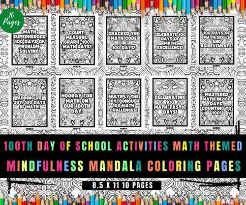 100th Day Of School Math Activities, Math Themed Encouraging Affirmations