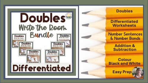 Differentiated Doubles Bundle with Missing Numbers & Task Cards Recording Sheets