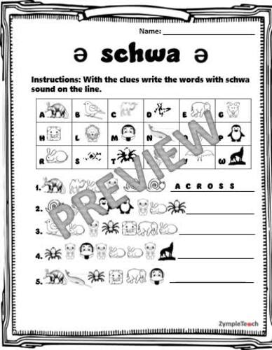 Schwa worksheets by ZympleTeach TPT