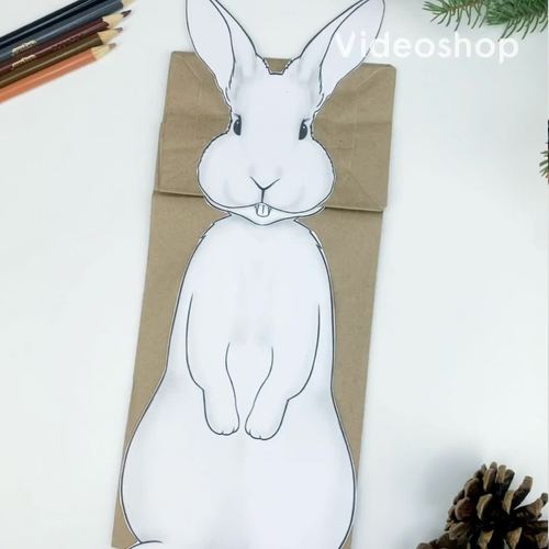Rabbit Paper Bag Puppet Printable Craft Template by Simply Schoolgirl