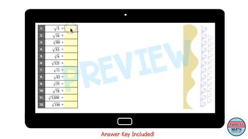 Estimating Square Roots and Cube Roots Digital Activity | TPT