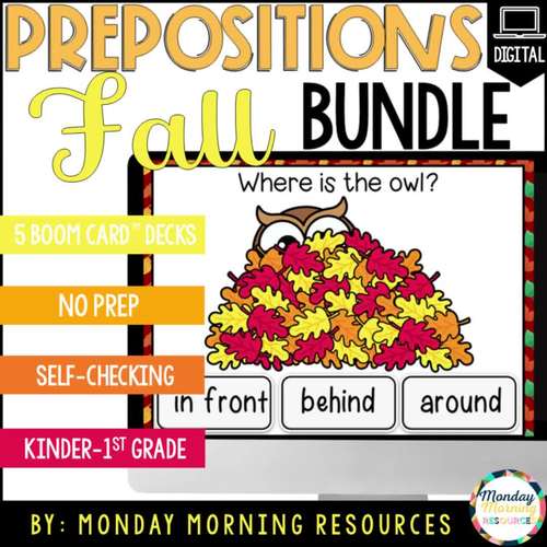 Fall Preposition Vocabulary Bundle: Kindergarten & 1st Grade Google Slides