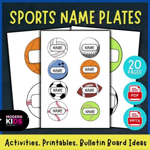 Editable Sports Name Plates Tags PPTX Template by ModernKids