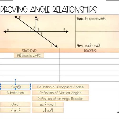 Angle Relationships Proof Activity High School Geometry Proofs