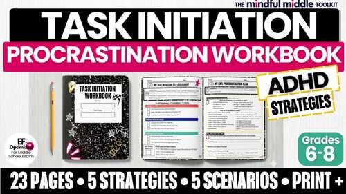 ADHD Procrastination Task Initiation Workbook | Executive Functioning ...