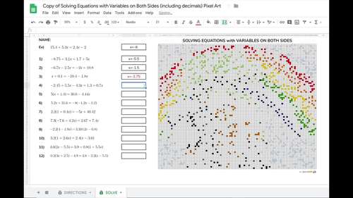 Algebra 1 Distance Learning Equations with Variables on ...