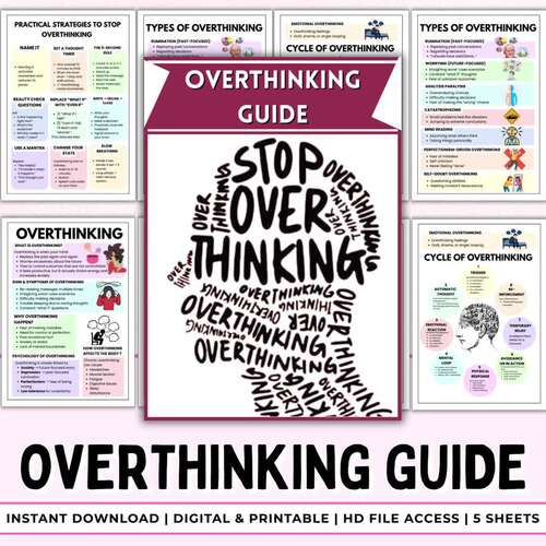 Overthinking Coping Skills Guide | Mental Health Strategies | Printable PDF