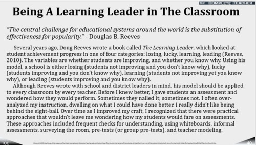 Preview of COMPLETE TEACHER Lesson 40 - Being A Learning Leader in The Classroom
