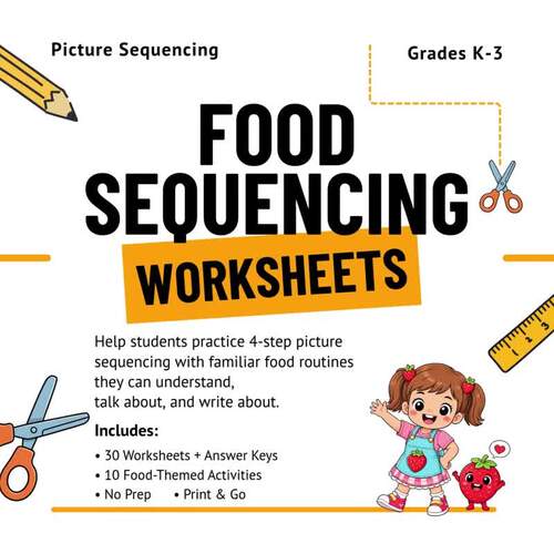 Food Sequencing Worksheets | 4-Step Cut & Paste Picture Sequencing