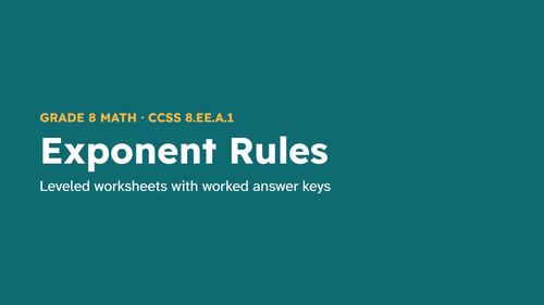 Exponent Rules Worksheets 8th Grade Math | Laws of Exponents ...