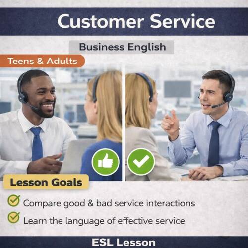 ESL Customer Service Skills Lesson for Teens & Adults | Good vs Bad Service